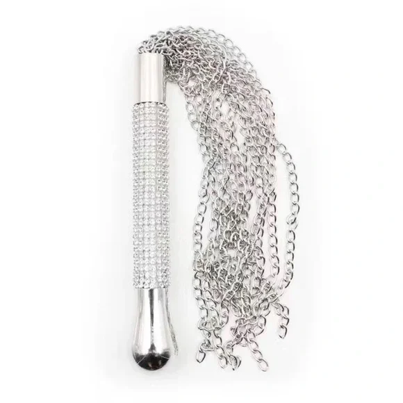 1pc Iron Alloy Whip with Rhinestone studded handle. - Picture 2 of 4